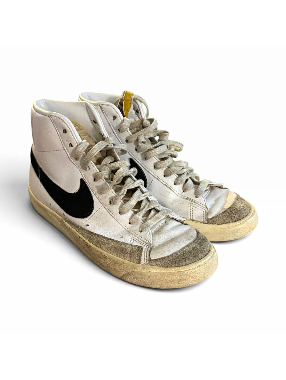 Nike Blazer Mid CI1055-100 White/Black Leather Mid Top Lace-Up Sneakers